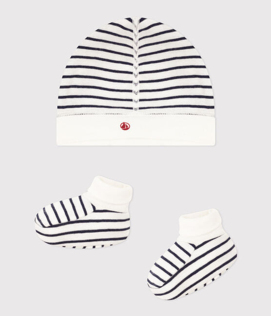 BABIES' BRETON BONNET AND BOOTEES SET