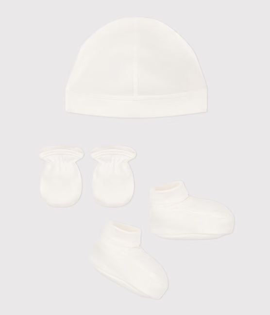 BABY BONNET, BOOTEES AND MITTENS SET