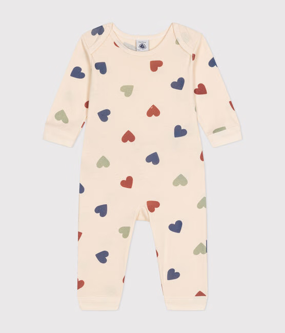 BABIES' FOOTLESS COTTON HEART PYJAMAS