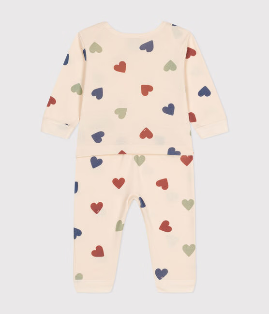 BABIES' FOOTLESS COTTON HEART PYJAMAS