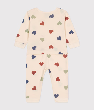 BABIES' FOOTLESS COTTON HEART PYJAMAS