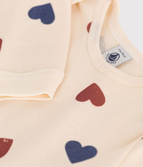 BABIES' FOOTLESS COTTON HEART PYJAMAS