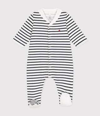 BABY BOY'S ORGANIC COTTON FOOTED SLEEPSUIT