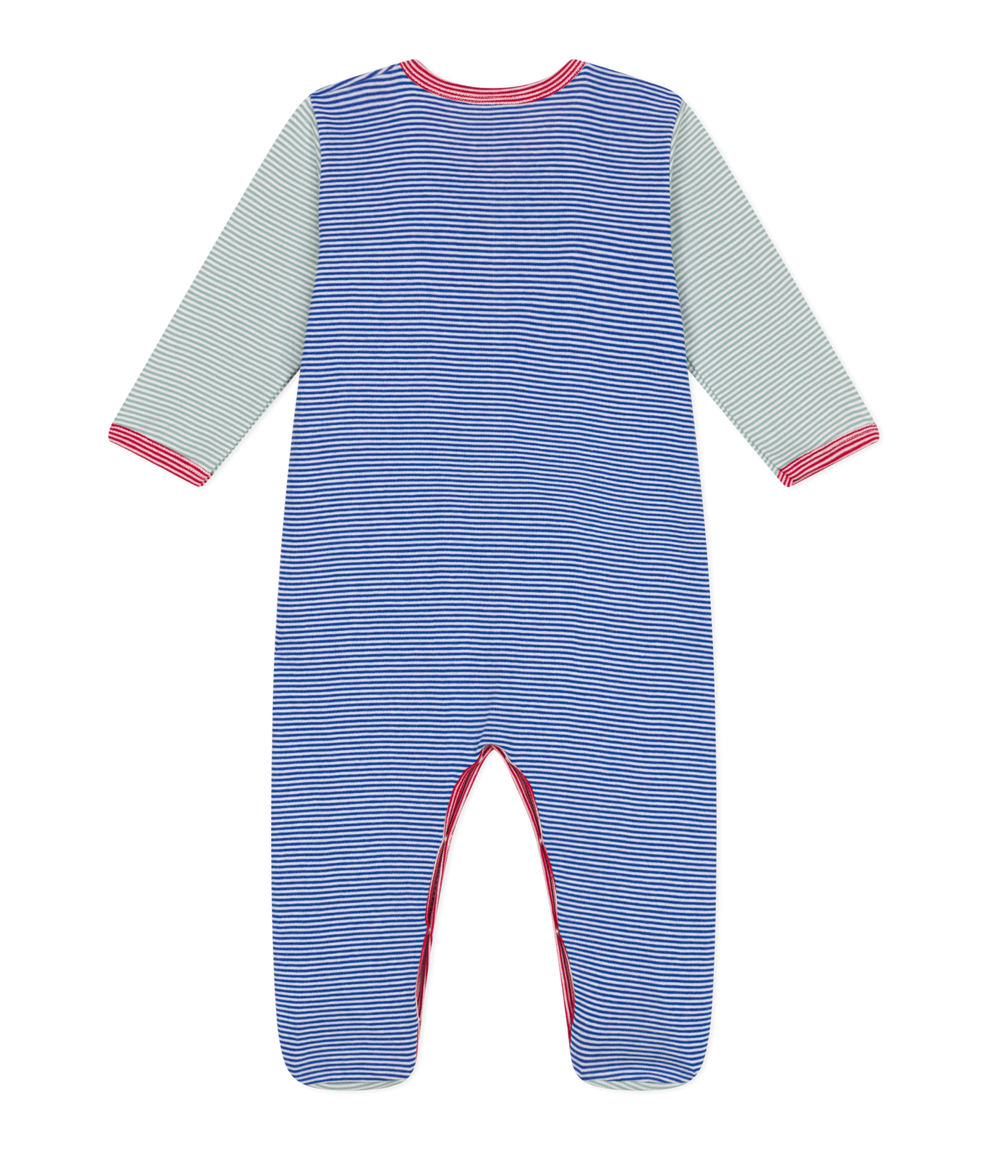 BABIES' STRIPY FOOTED COTTON PYJAMAS