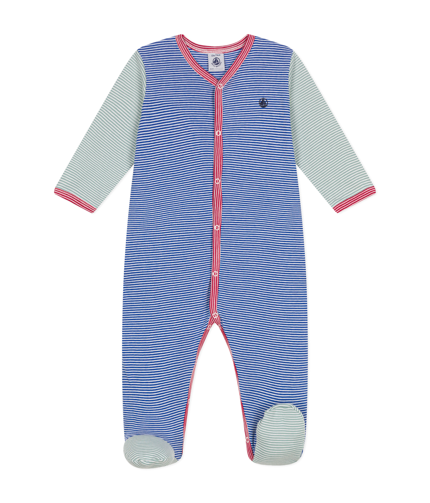 BABIES' STRIPY FOOTED COTTON PYJAMAS