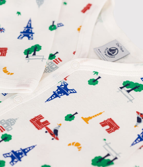 BABIES' PARIS PRINT FOOTED COTTON PYJAMAS