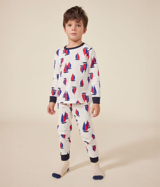 CHILDREN'S BOAT PRINT COTTON PYJAMAS