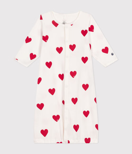 BABIES' HEART DESIGN COTTON JUMPSUIT/SLEEPING BAG