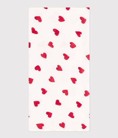 BABY SQUARE IN HEART-PRINTED COTTON GAUZE