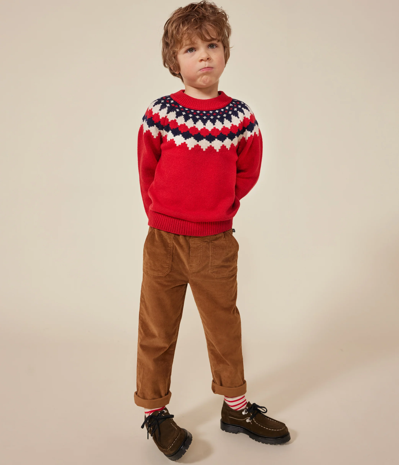 BOYS' WOOL AND COTTON JACQUARD JUMPER