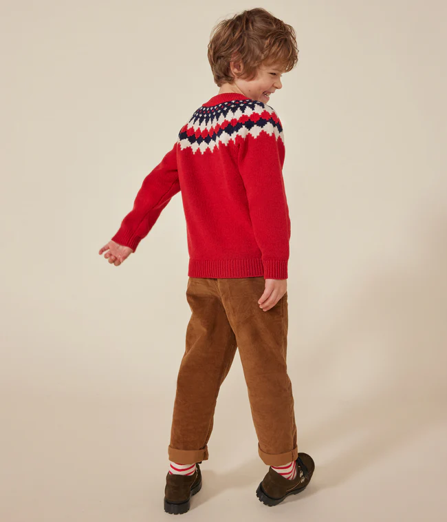 BOYS' WOOL AND COTTON JACQUARD JUMPER