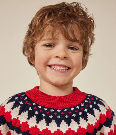 BOYS' WOOL AND COTTON JACQUARD JUMPER