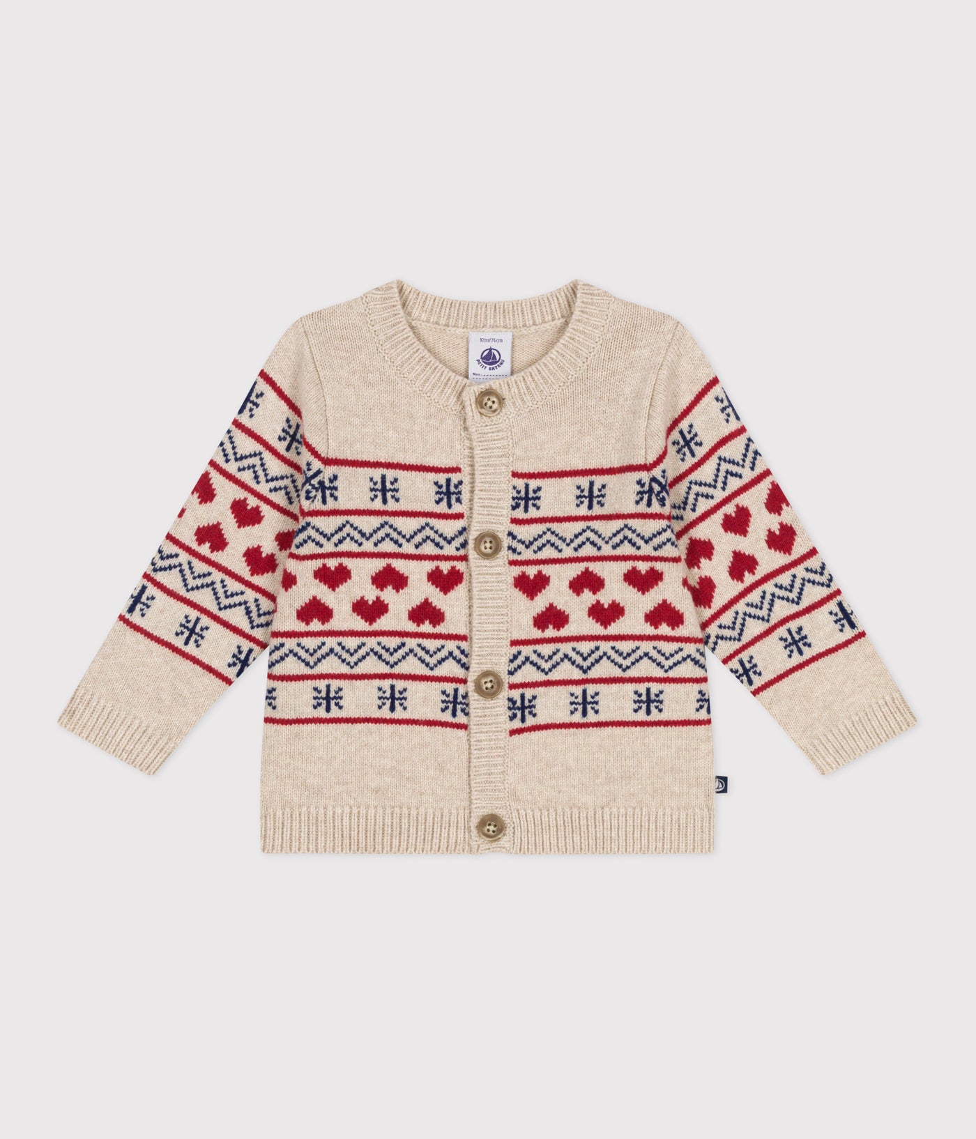 BABIES' KNITTED CARDIGAN WITH A WOOL CONTENT