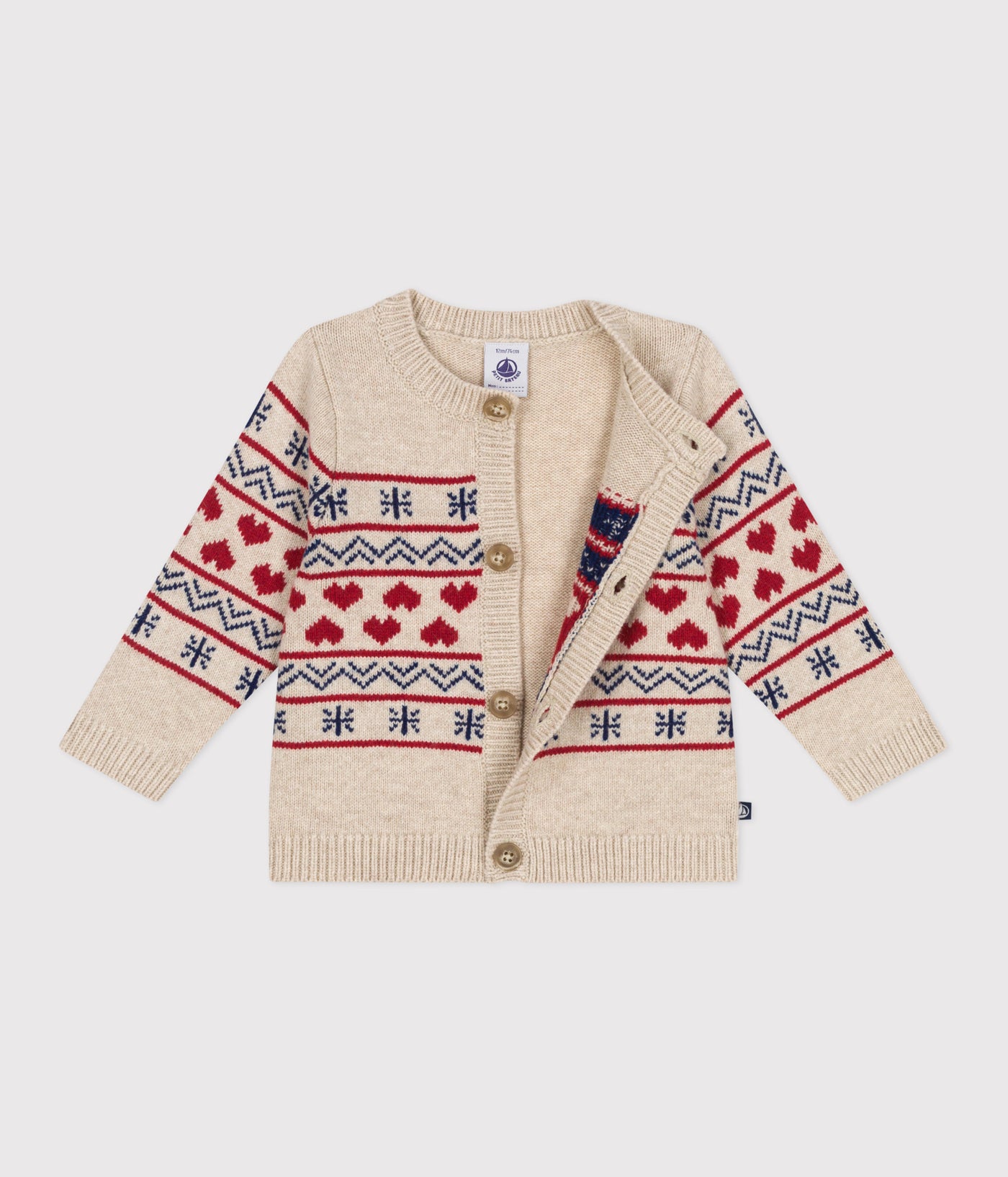 BABIES' KNITTED CARDIGAN WITH A WOOL CONTENT