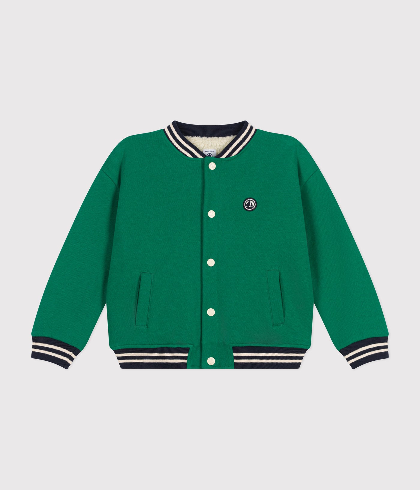 BOYS' VARSITY JACKET IN FLEECE AND SHERPA