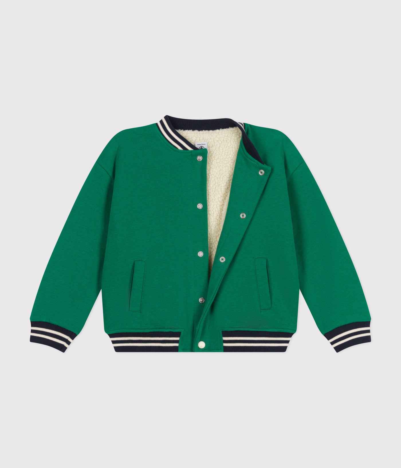 BOYS' VARSITY JACKET IN FLEECE AND SHERPA