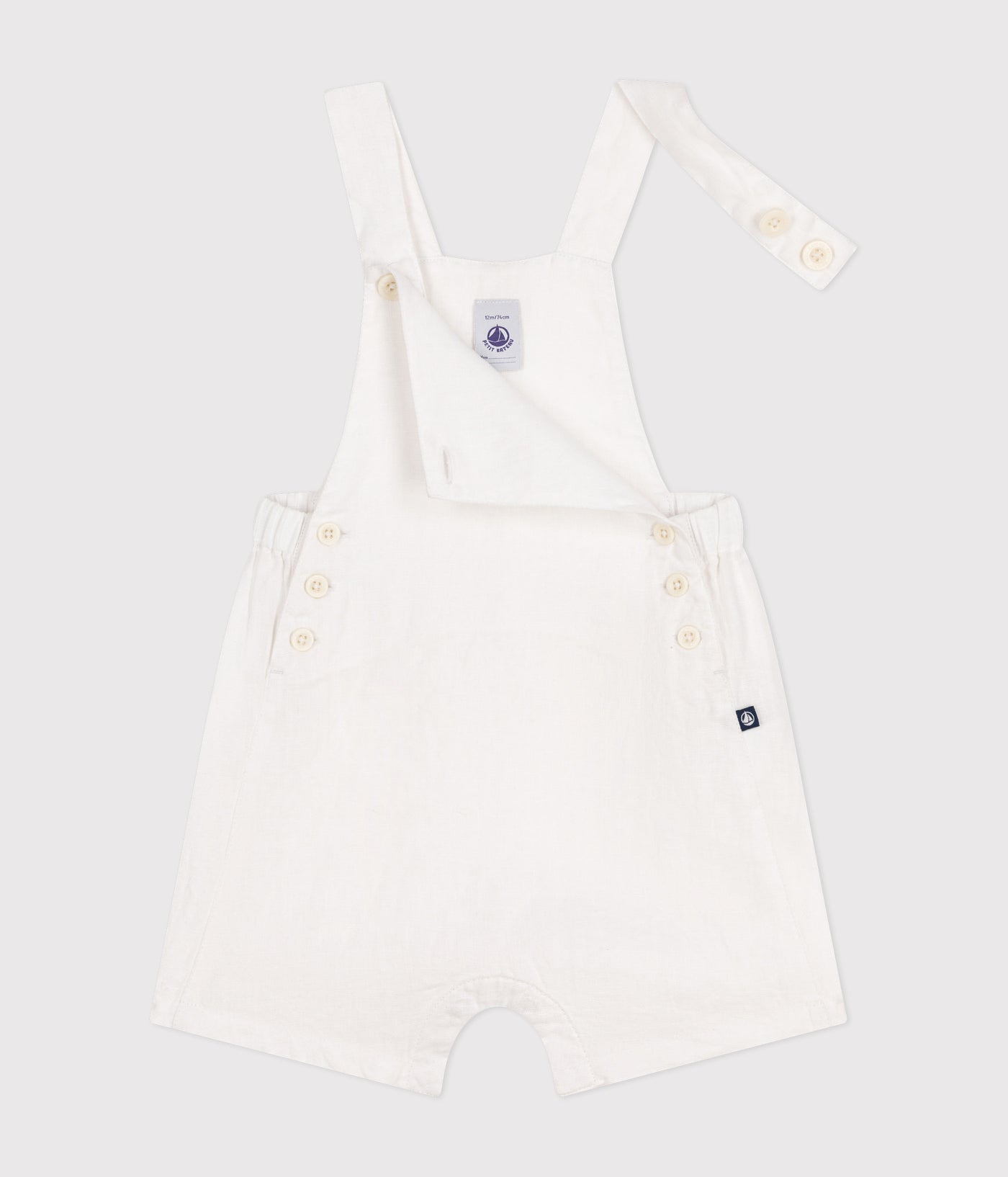 BABIES' SHORT LINEN DUNGAREES