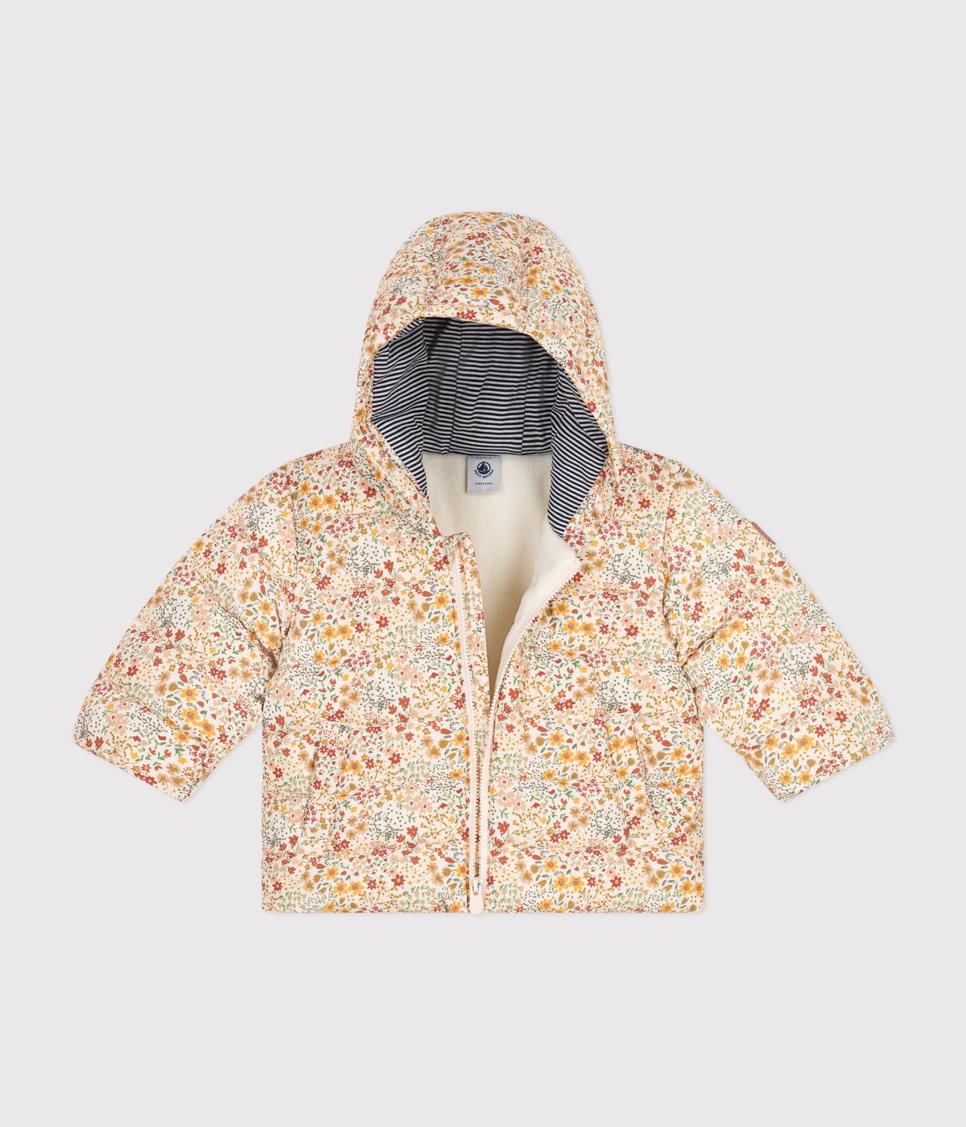 BABIES' PRINTED PUFFER JACKET WITH A HOOD