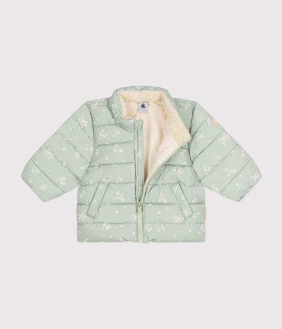 BABIES' PRINTED  PUFFER JACKET WITH A RETRACTABLE HOOD