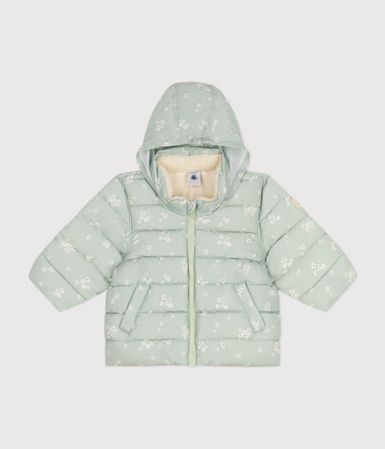 BABIES' PRINTED  PUFFER JACKET WITH A RETRACTABLE HOOD