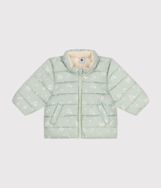 BABIES' PRINTED  PUFFER JACKET WITH A RETRACTABLE HOOD