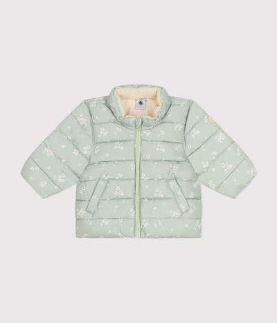 BABIES' PRINTED  PUFFER JACKET WITH A RETRACTABLE HOOD