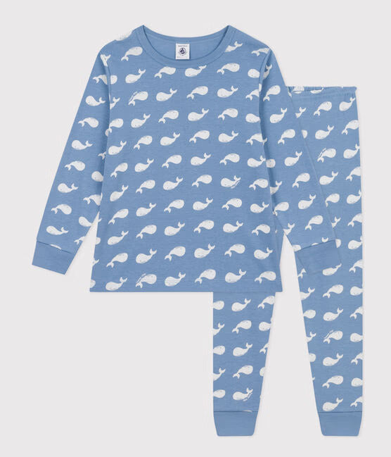 CHILDREN'S COTTON WHALE PRINT PYJAMAS