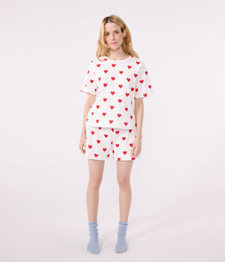 WOMEN'S ORGANIC COTTON SHORT PYJAMAS IN HEART THEME