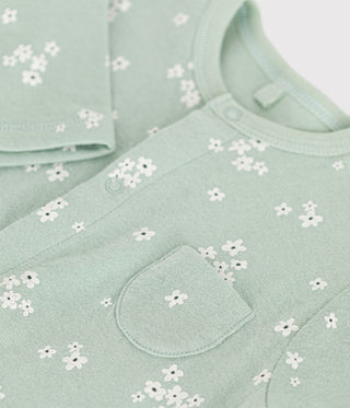 BABY GIRL'S ORGANIC COTTON TUBE KNIT FOOTLESS SLEEPSUIT