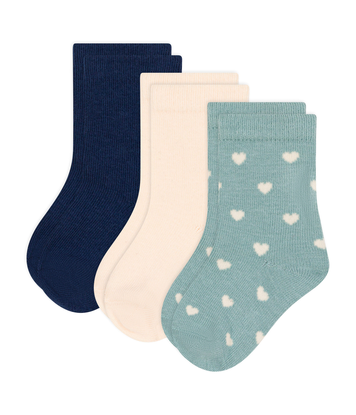 BABIES' HEART-PATTERN COTTON SOCKS - 3-PACK