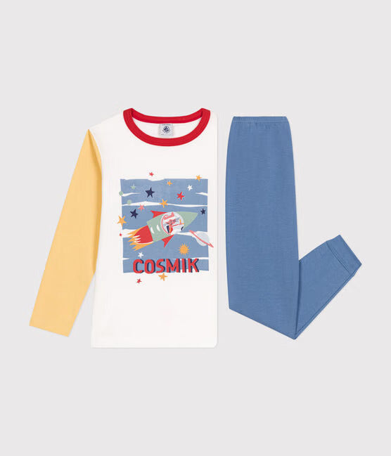 CHILDREN'S SPACE-THEMED PLAIN COTTON PYJAMAS