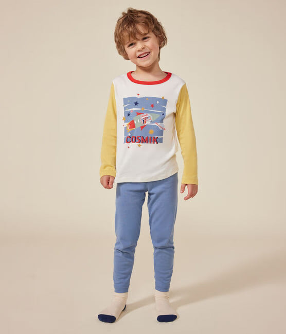 CHILDREN'S SPACE-THEMED PLAIN COTTON PYJAMAS