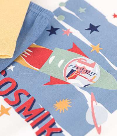 CHILDREN'S SPACE-THEMED PLAIN COTTON PYJAMAS