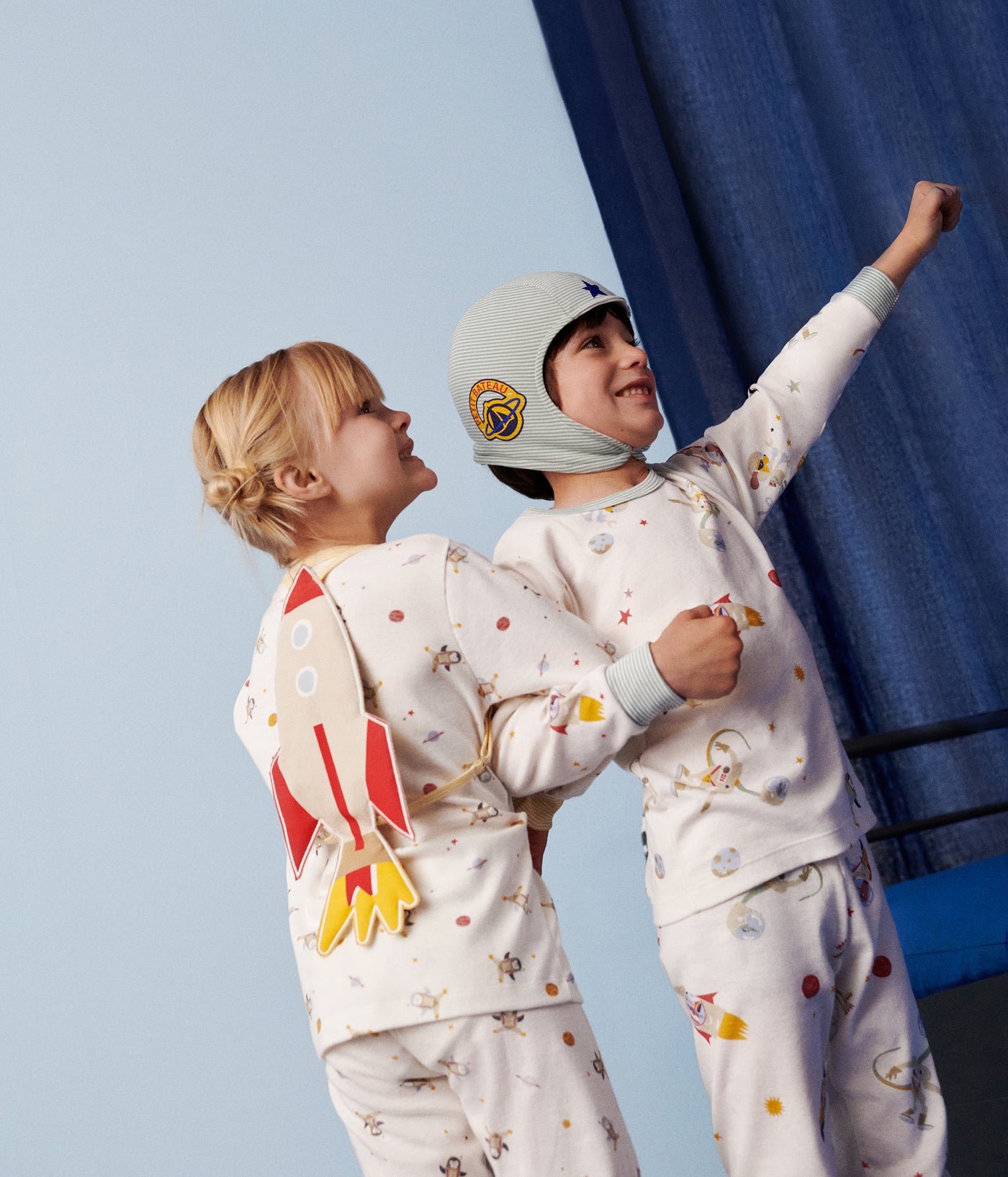 CHILDREN'S SPACE PRINT  FANCY DRESS COTTON PYJAMAS