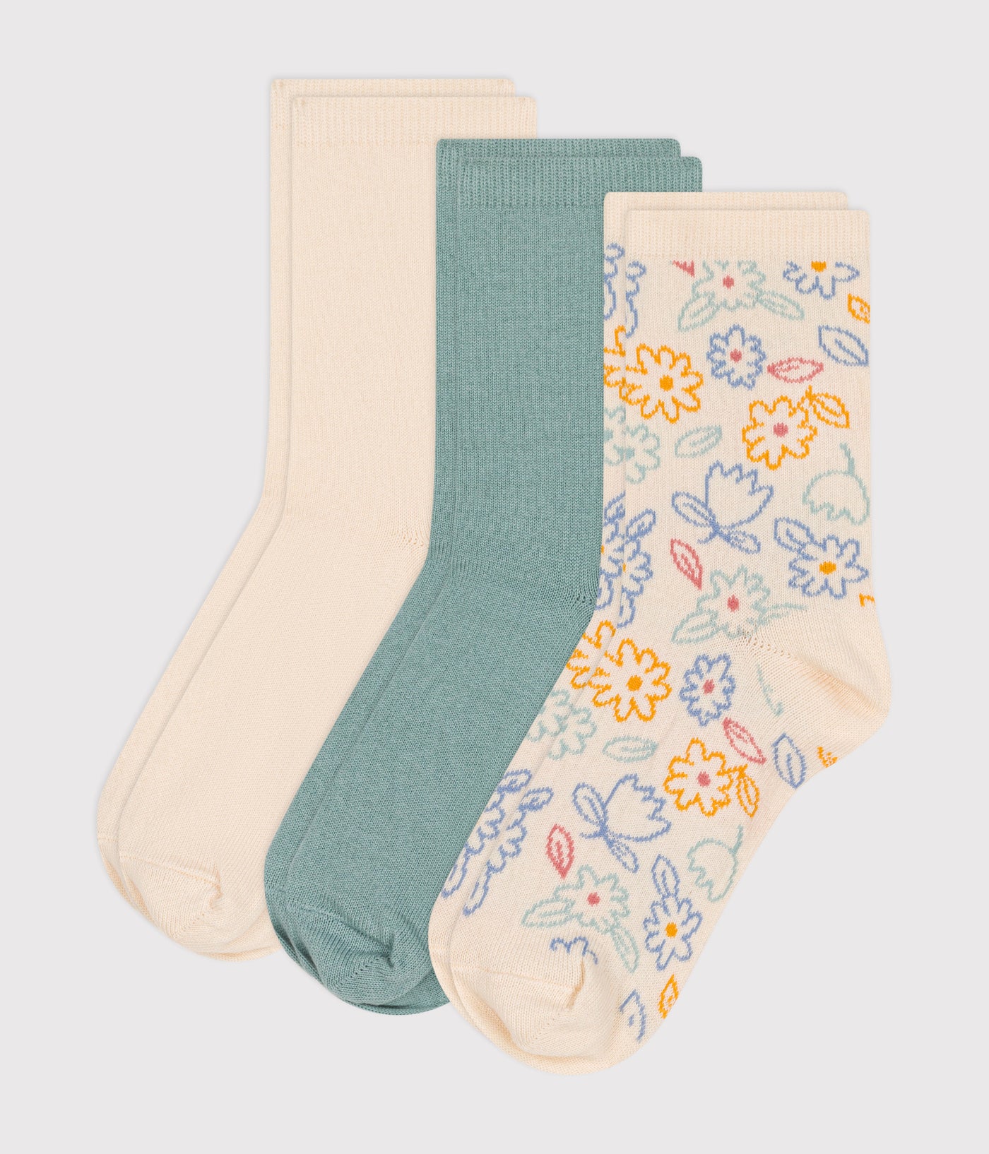 CHILDREN'S FLORAL COTTON SOCKS - 3-PACK