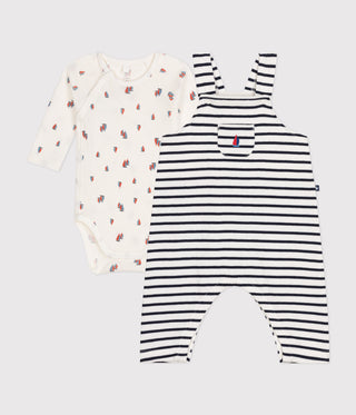 BABY BOY'S ORGANIC COTTON DUNGAREES AND BODYSUIT 2-PC SET