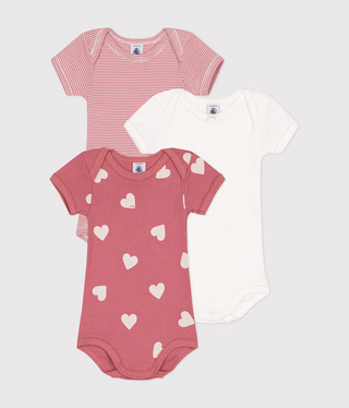 BABY GIRL'S ORGANIC COTTON BODYSUIT IN ICONIC HEART PRINT- 3-PACK