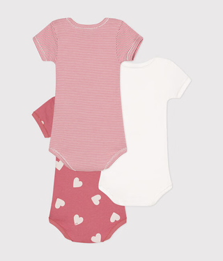 BABY GIRL'S ORGANIC COTTON BODYSUIT IN ICONIC HEART PRINT- 3-PACK