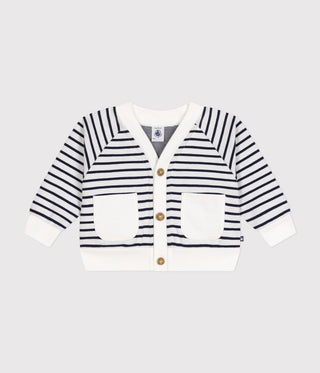 BABY BOY'S ORGANIC COTTON JERSEY CARDIGAN IN ICONIC STRIPES