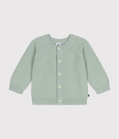 BABIES' KNITTED COTTON CARDIGAN