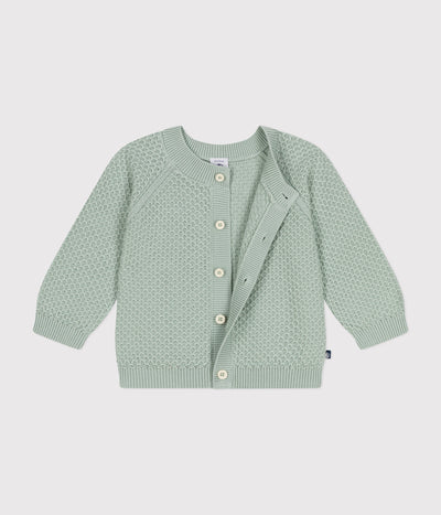 BABIES' KNITTED COTTON CARDIGAN