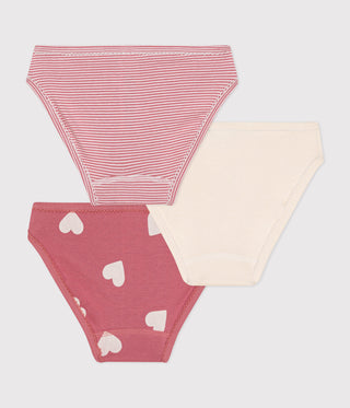 CHILDREN'S COTTON HEART PATTERN KNICKERS - 3-PACK
