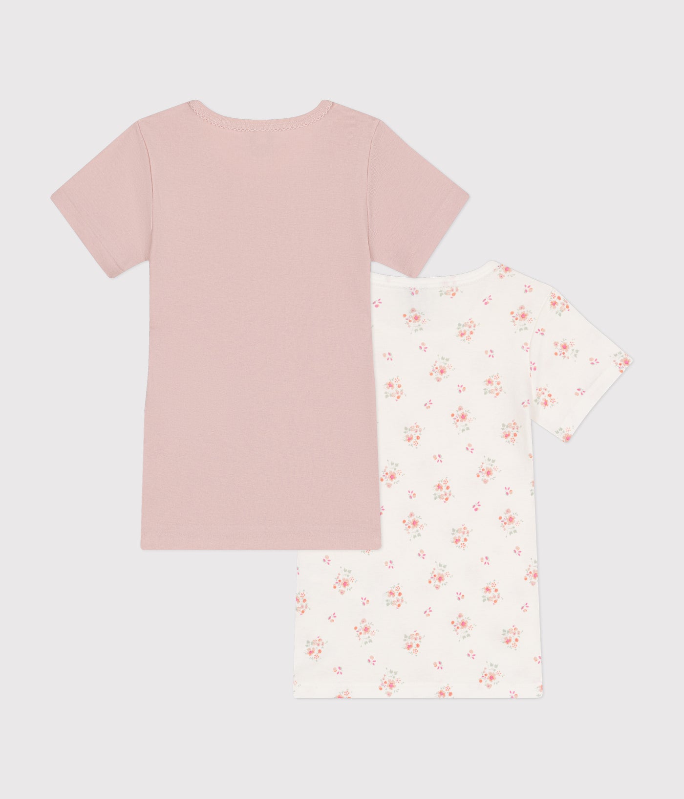 CHILDREN'S SHORT-SLEEVED FLORAL COTTON T-SHIRTS - 2-PACK