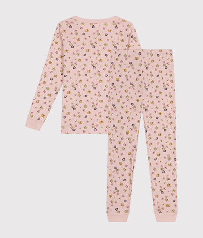 CHILDREN'S FITTED FLORAL PRINT COTTON PYJAMAS