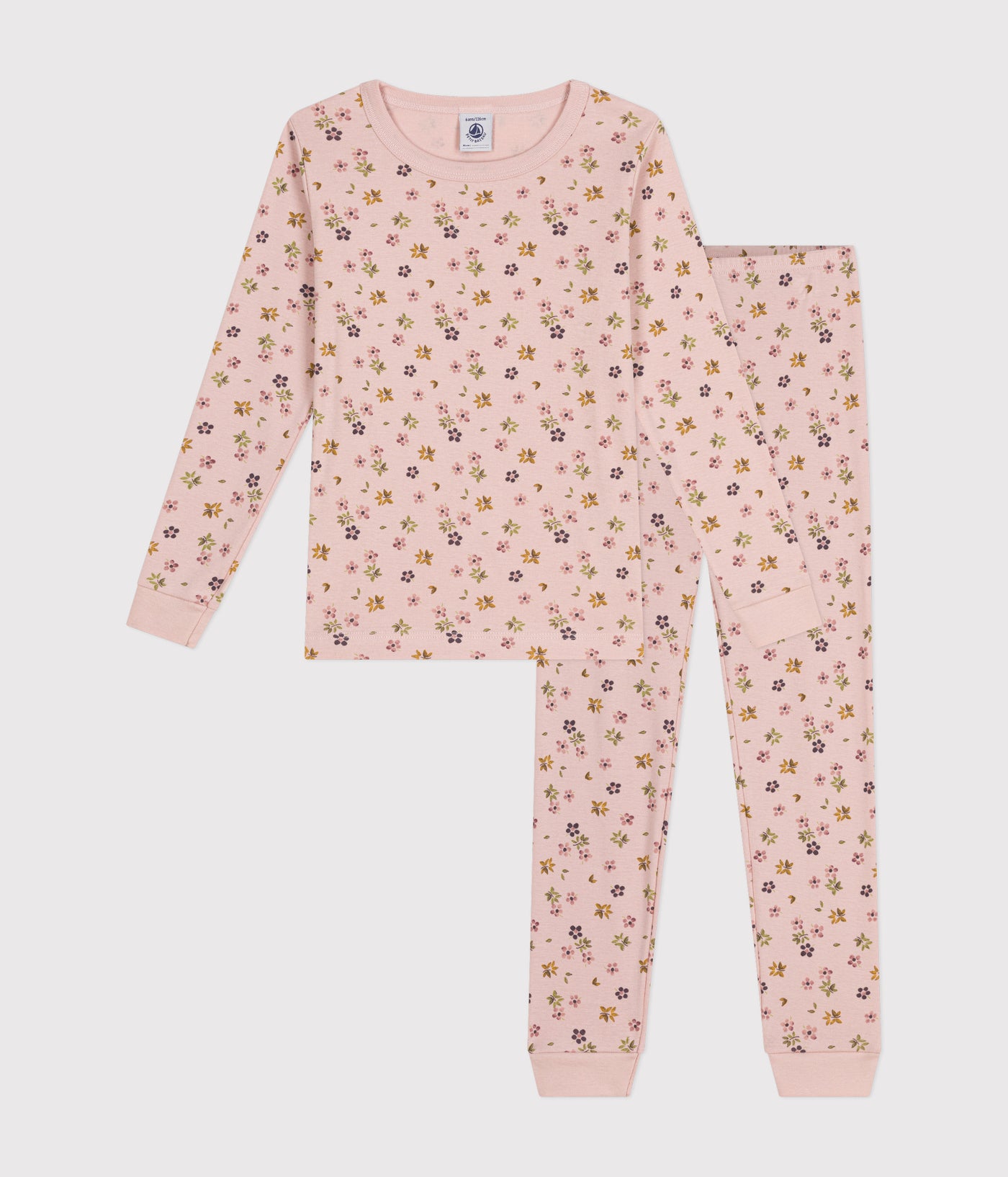 CHILDREN'S FITTED FLORAL PRINT COTTON PYJAMAS