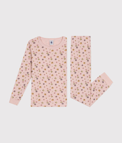 CHILDREN'S FITTED FLORAL PRINT COTTON PYJAMAS