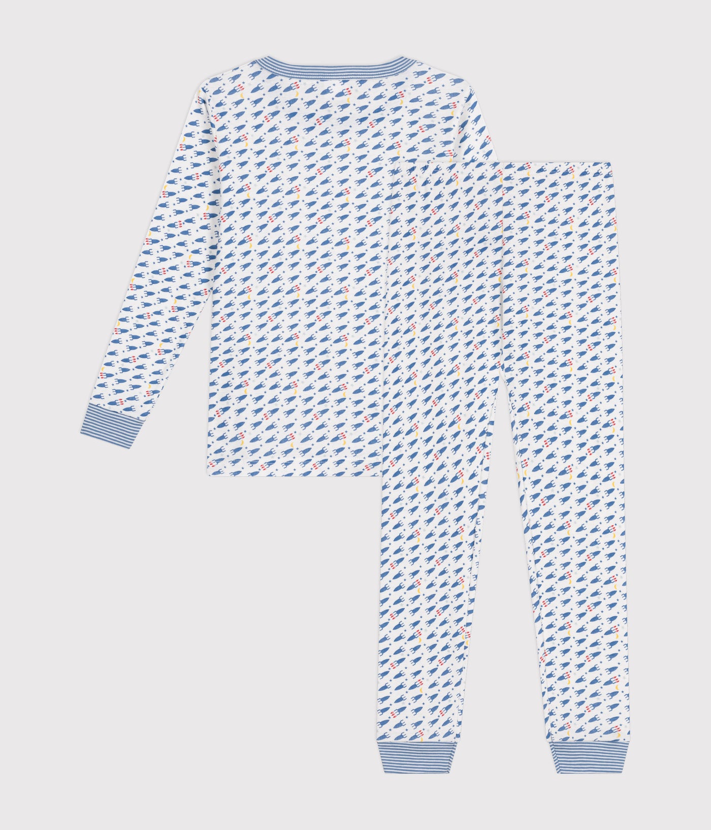 CHILDREN'S FITTED ROCKET-PATTERN PRINTED COTTON PYJAMAS