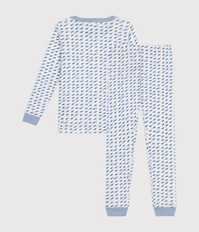 CHILDREN'S FITTED ROCKET-PATTERN PRINTED COTTON PYJAMAS