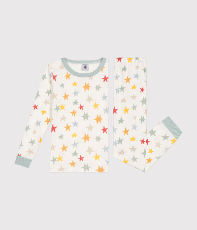 CHILDREN'S STAR PRINT FITTED COTTON PYJAMAS