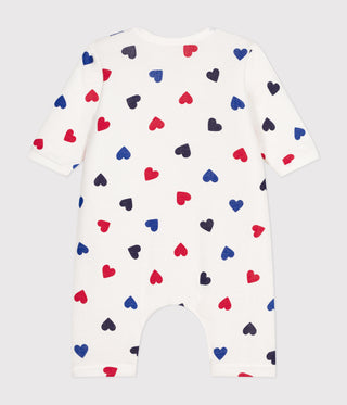 BABY UNISEX ORGANIC COTTON PADDED FOOTLESS SLEEPSUIT IN ICONIC HEART PRINT
